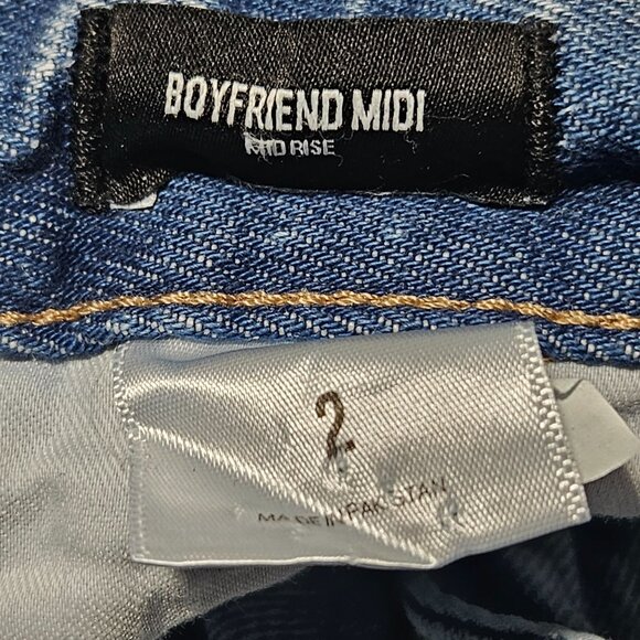 Express Boyfriend Midi Jean Shorts Womens Size 2 Button Fly Mid Rise Denim - Picture 5 of 6